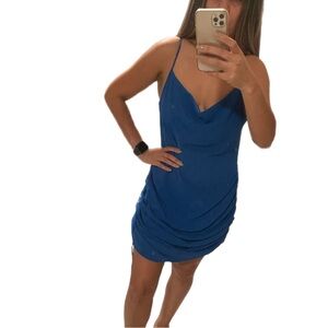 Elegant Blue Draped Dress